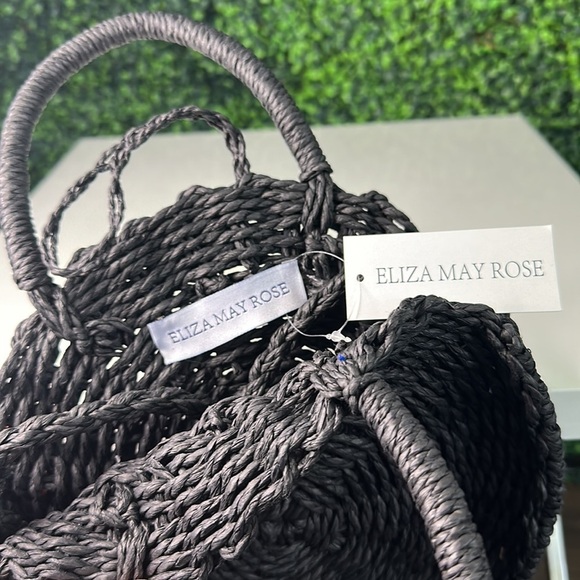 Black Straw Shoulder Bag Womens O/S - Picture 5 of 11